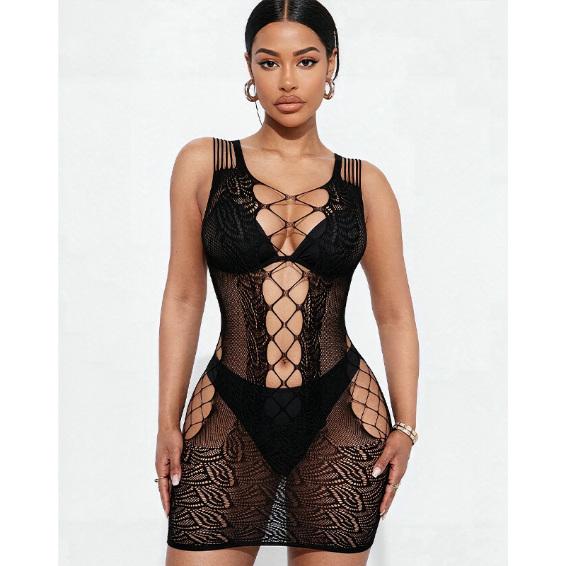 Sexy Mesh Sheer Bodycon Dress - セクシーなランジェリー、女性用、透け感のあるボディコンシャスドレス、ハロウィーンコスプレ、伸縮性のあるスリープウェア、ナイトウェア、透明素材。
