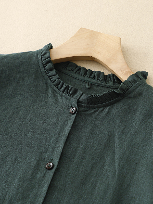 カジュアルルーズコットンリネン長袖ドレス女性の春秋の新スタイ - Casual Loose Linen Shirt Dress のレビューと価格
