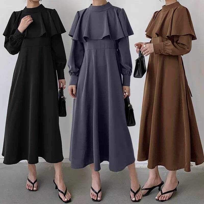 女性のロングドレス韓国と日本スタイルの無地コットンルーズカジ - Korean Style A Line Shirt Dress のレビューと価格