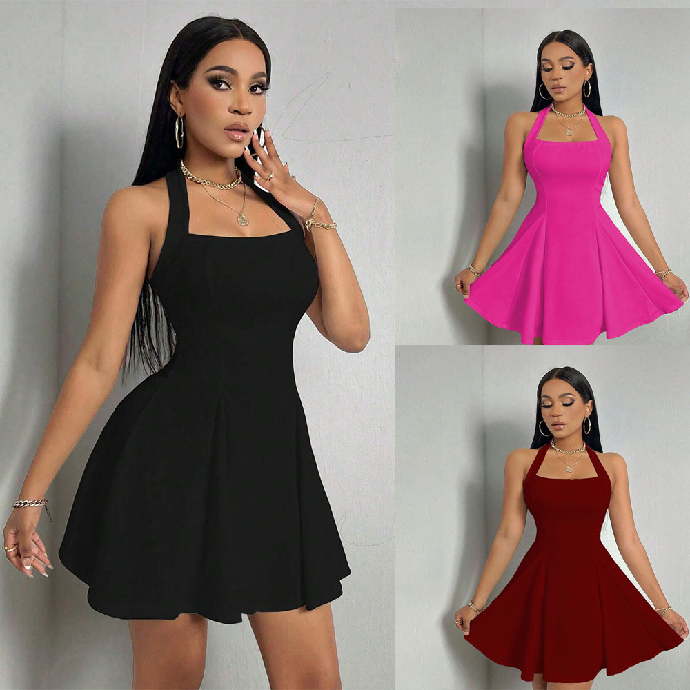 Y2Kニューウーマンセクシーホルターネックバックレスウエスト - Y2K Backless Halter Mini Dress のレビューと価格