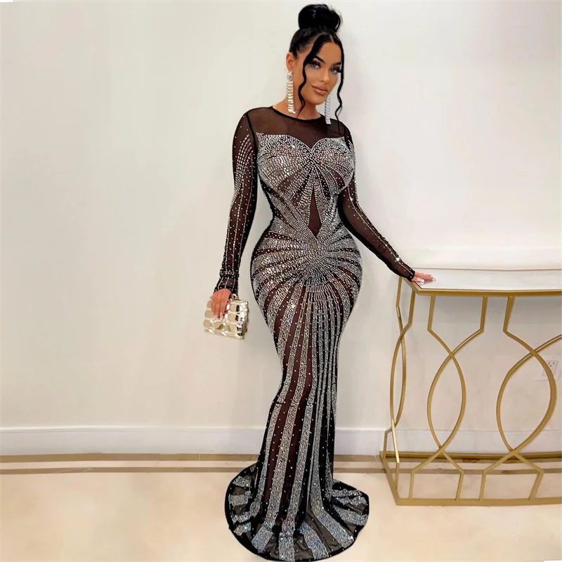 セクシーなキラキラクリスタルラインストーンマーメイドイブニン - Sparkly Rhinestone Club Party Dress のレビューと価格