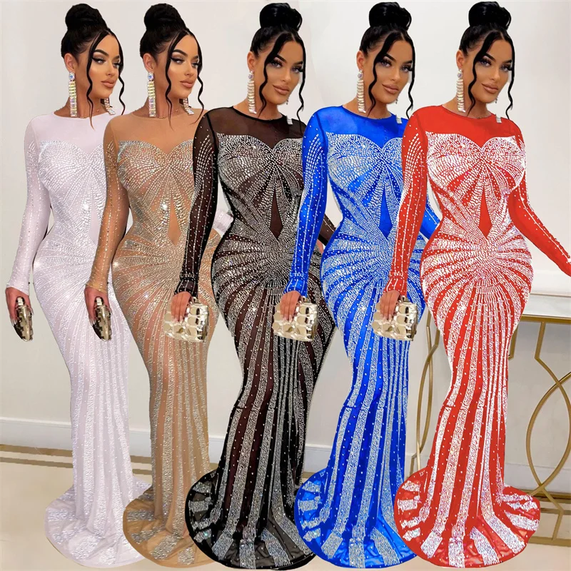 セクシーなキラキラクリスタルラインストーンマーメイドイブニン - Sparkly Rhinestone Club Party Dress のレビューと価格