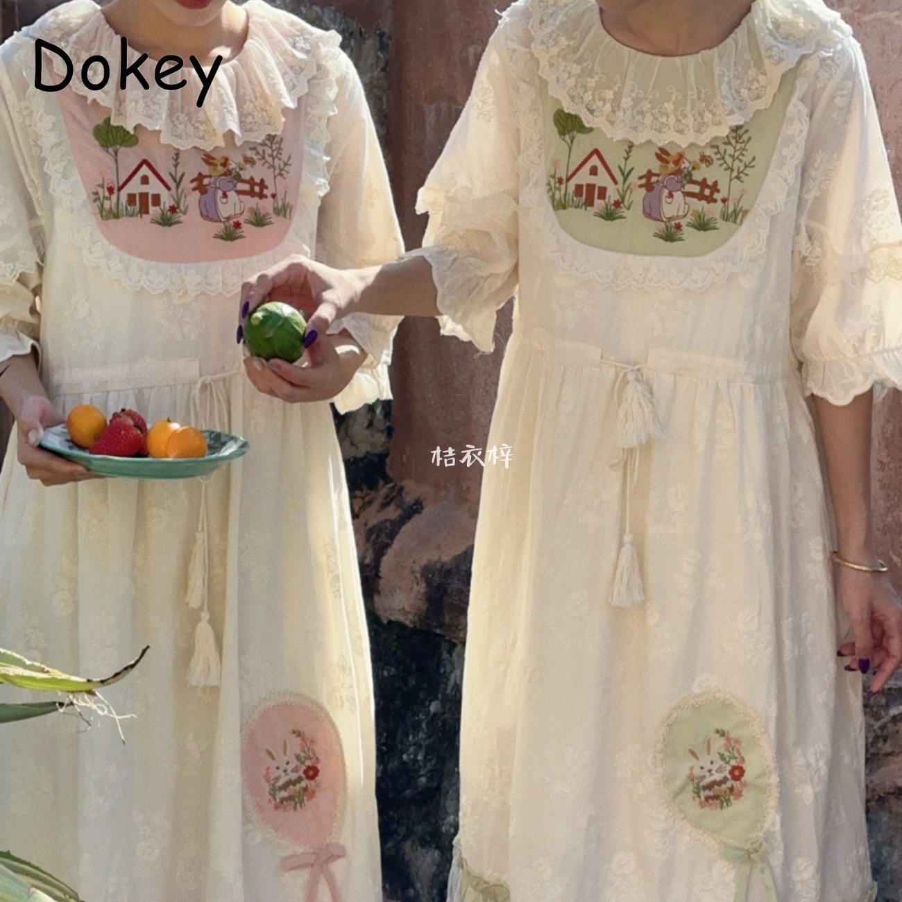 ヴィンテージ刺繍花柄妖精ミディドレス女性日本森ガールレースフ - French Vintage Floral Midi Dress のレビューと価格