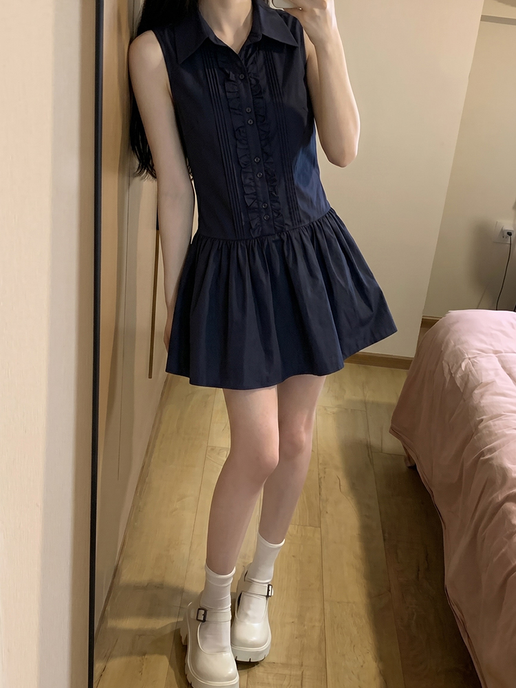 スリム効果のある韓国風カレッジスタイルシャツワンピース レデ - Korean Style A Line Shirt Dress のレビューと価格