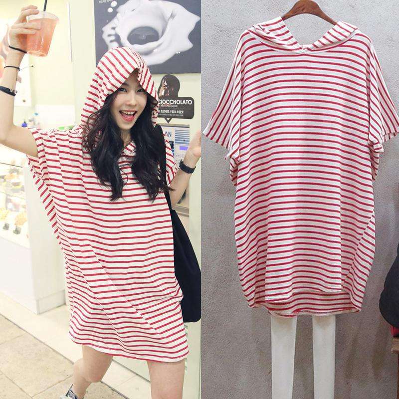 夏の新韓国スタイルルーズバットウィングスリーブ Tシャツドレ - Korean Style A Line Shirt Dress のレビューと価格