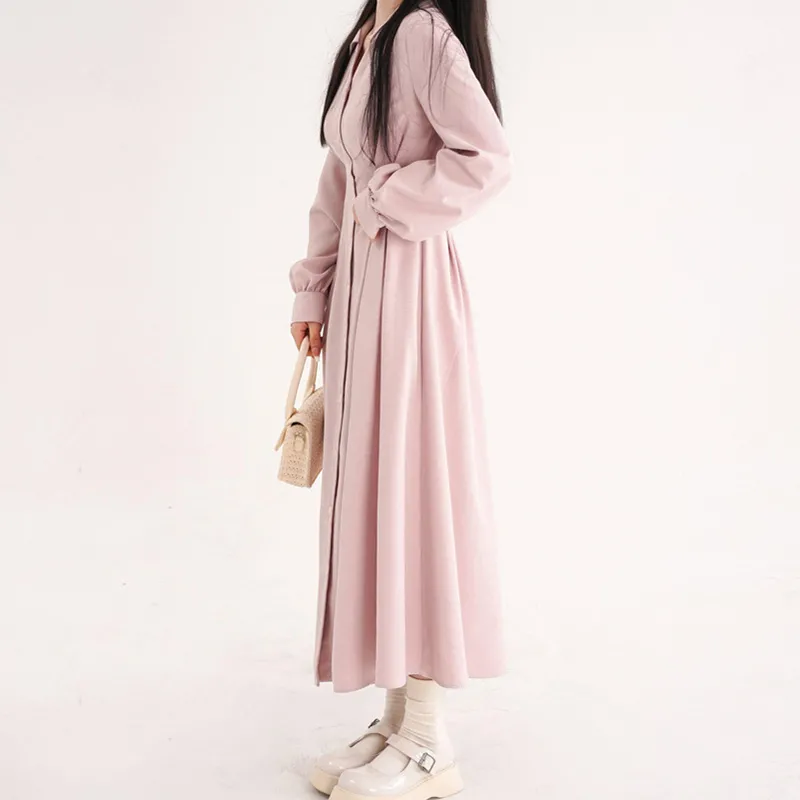 韓国風レディースVネックシャツワンピース ウエストタイ プリ - Korean Style A Line Shirt Dress のレビューと価格