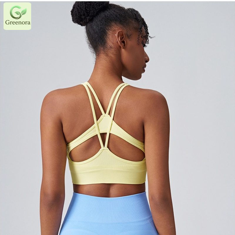 Greenora シームレスリブスポーツブラ 女性用 ペール - Seamless Ribbed Workout Tank Top のレビューと価格