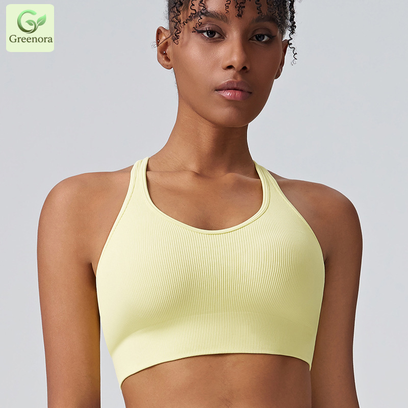 Greenora シームレスリブスポーツブラ 女性用 ペール - Seamless Ribbed Workout Tank Top のレビューと価格