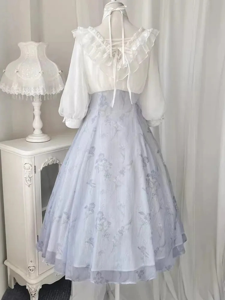 エレガントな女性の夏のフレンチヴィンテージ花柄ミディドレス韓 - French Vintage Floral Midi Dress のレビューと価格