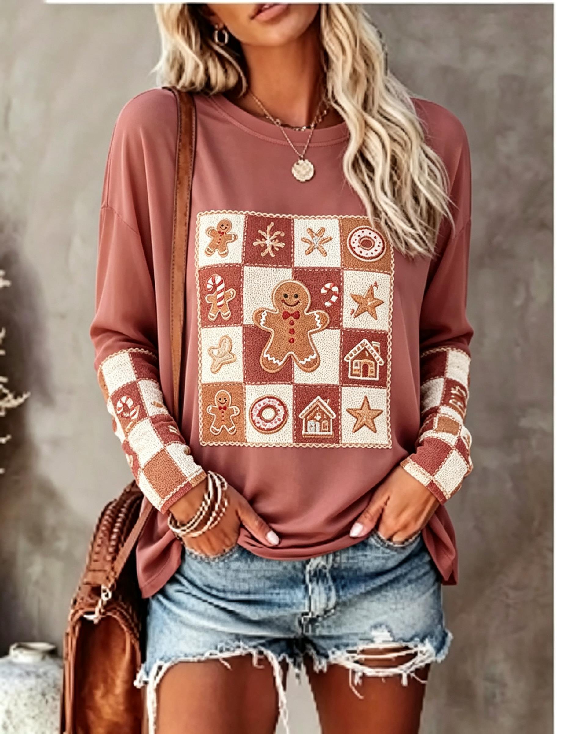 レディース 長袖Tシャツ、フォックス、ウサギ、パッチワーク、 - Blouses のレビューと価格