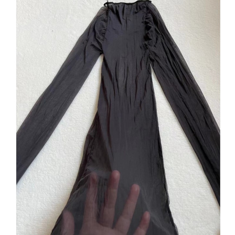 透明で滑らかでセクシーなボディストッキング、ストレッチシーム - Sexy Mesh Sheer Bodycon Dress のレビューと価格